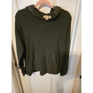 Michael Kors Mens Olive Green Waffle Knit Hoodie Pullover Sweater Medium